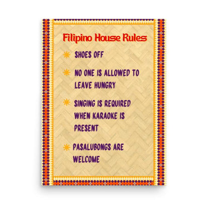 Filiipino House Rules Art Print (Poster)